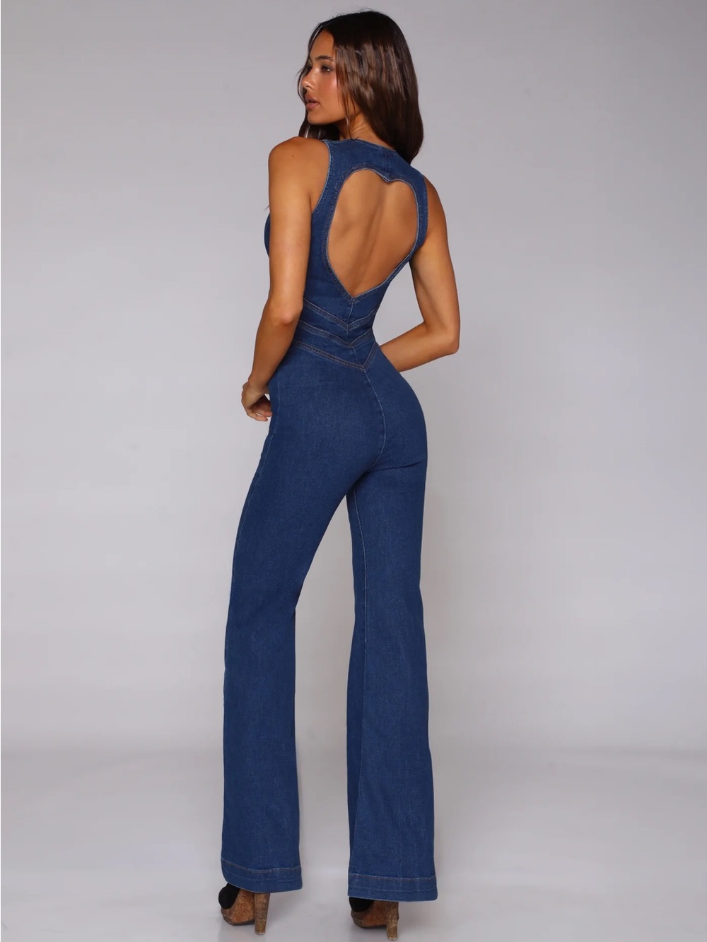 REVICE Hollywood Heartthrob Blue Denim Jumpsuit – Open Back
